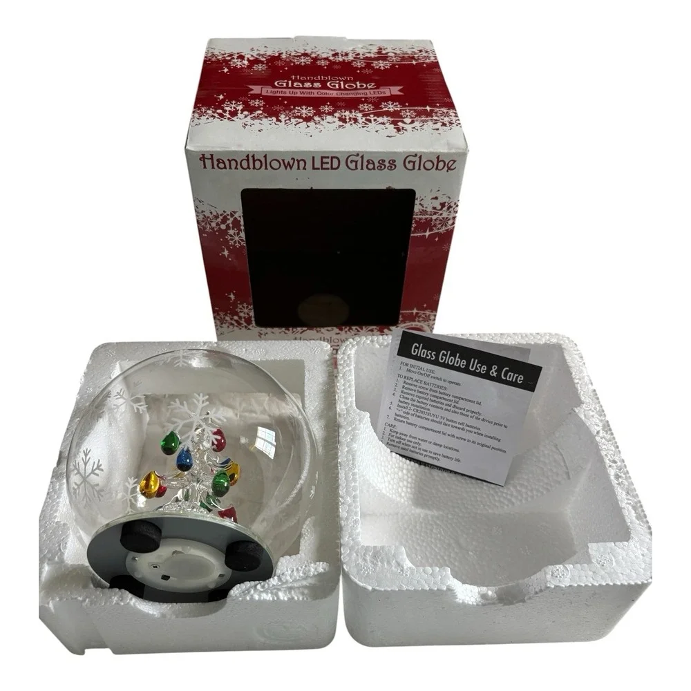 Handblown LED Glass Globe Christmas Tree Color Changing Lights Box 5